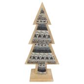 Sapin décoratif de Noël en bois et tissu, 13 1/4", brun/noir