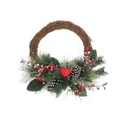 Couronne naturelle de bois avec cardinal, 18