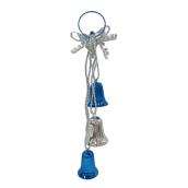 Cloche à grelots décorative en métal, bleu et argent