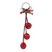 Cloche triple décorative en métal, rouge