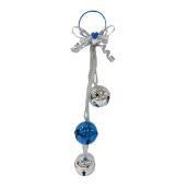 Cloche triple décorative en métal, bleu et argent