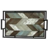 Plateau de service, 12,25" x 19,25" x 4", gris et brun