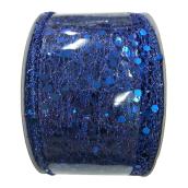 Ruban bord filaire en polyester maillé avec paillettes, Creative Design, 2 po x 30 pi, bleu
