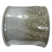 Ruban bord filaire en polyester avec paillettes, Creative Design, 3 po x 30 pi, blanc et or
