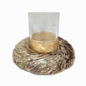 Holiday Living Candle Holder with Wreath - Chill Factor - 8.5-in - Gold