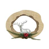 Holiday Living Table Top with Resin Reindeer - Rustic Tidings - 10.5-in