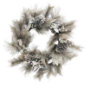 Holiday Living Wreath with Pine Cones - Snow Angel - 24-in - Champagne and Gold