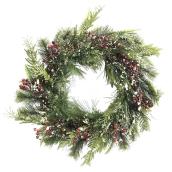 Couronne Holiday Living avec pommes de pin et baies, 22 po, vert, rouge et blanc
