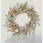 Couronne Holiday Living avec feuilles, Paysage céleste, 22 po, or et argent