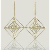 Holiday Living Polygon Ornaments - Chill Factor - Golden Metal Wires - 2/Pack