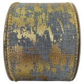 Holiday Living Polyester Ribbon - Chill Factor - 2.5-in x 10 Yards - Grey and Gold