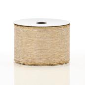 Holiday Living 1-Pack 2.5-in W x 30-ft L Champagne Burlap Style Ribbon
