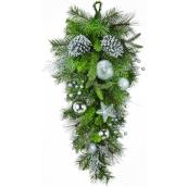 Holiday Living 1-Pack 28-in Indoor Green and Silver Artificial Christmas Teardrop Wreath