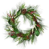 Holiday Living 1-Pack 30-in Indoor Green Artificial Christmas Wreath with Antlers