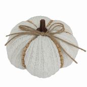 Holiday Living 7.5-in White and Brown Fabric Pumpkin