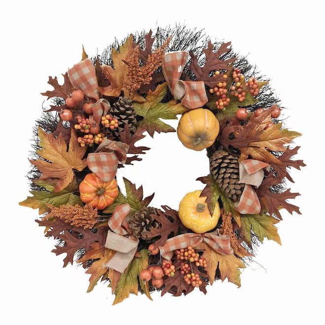 Holiday Living 22-in Orange, Green and Brown Artificial Fall Wreath