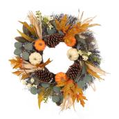 Holiday Living 22-in Orange, White, Green and Brown Artificial Fall Wreath