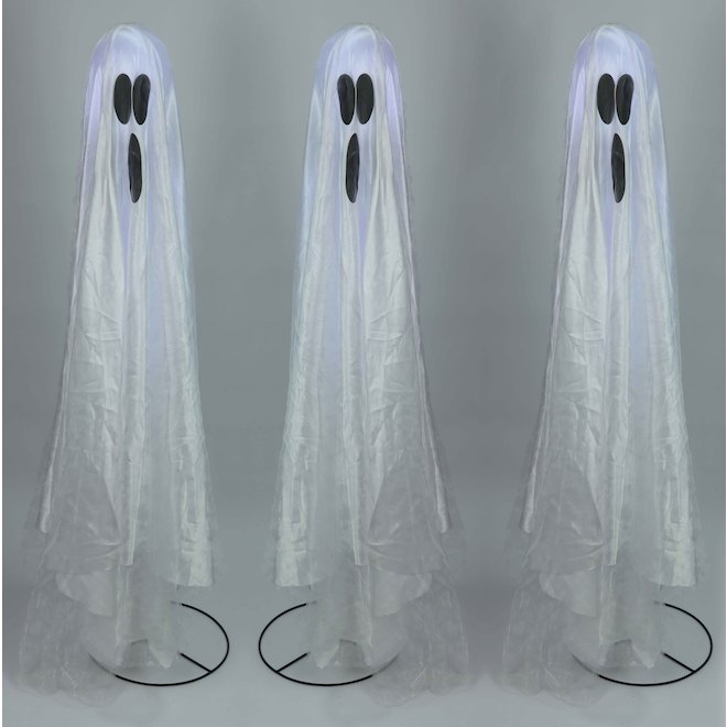 Holiday Living 30-in Lighted White Ghost Free-Standing Decoration with White LED Lights