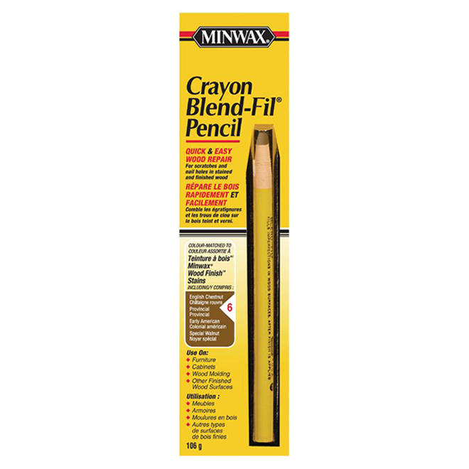 Crayon bouche-pore Blend-Fil Minwax répare le bois couleur noyer, 106 g