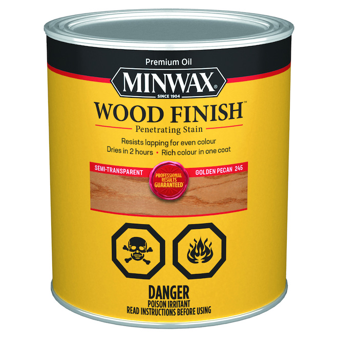 Minwax Interior Wood Stain and Sealer in One - Oil-Based - Semi-Transparent - Golden Pecan - 946 ml