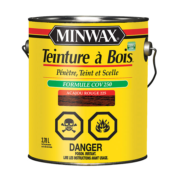 Teinture et scellant tout-en-un pour bois d'intérieur Minwax, à base d'huile, acajou rouge, faible COV, 3,78 L