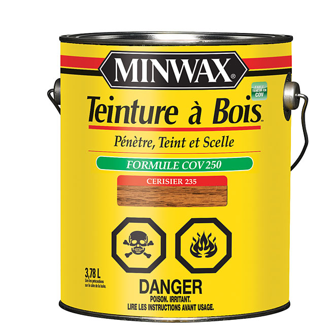 Teinture et scellant tout-en-un pour bois d'intérieur Minwax, à base d'huile, cerisier, 3,78 L