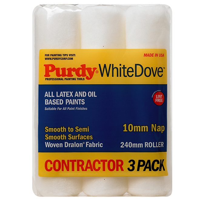 Purdy White Dove Paint Roller Cover Refill - Acrylic fibre - Lint Free - 9 1/2-in W - 3 Per Pack