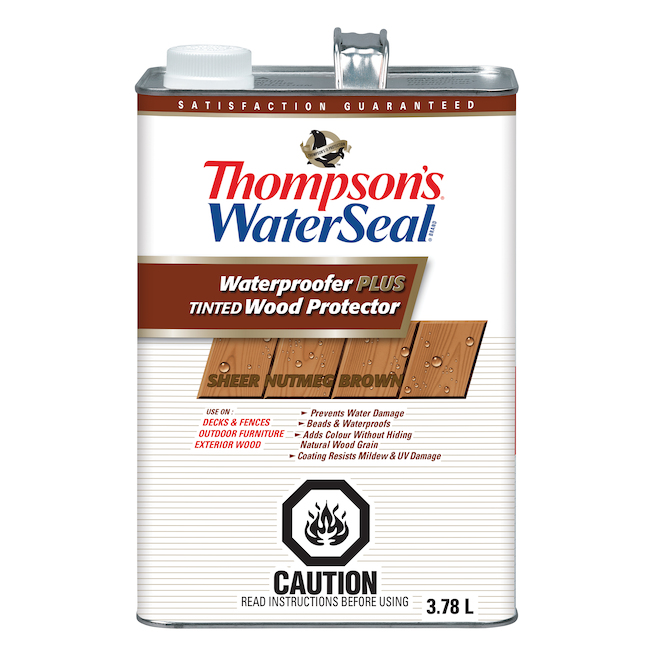 Thompson's WaterSeal Waterproofer Plus Tinted Wood Protector - Sheer Nutmeg Brown - Low VOC - 3.78-L