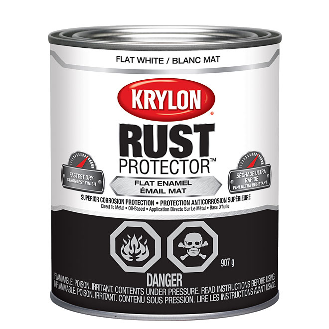 Peinture antirouille émaillée Rust Protector de Krylon, résistant à la corrosion, blanc mat, 946 ml