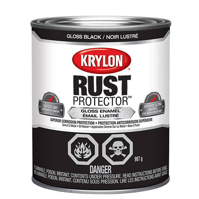 Peinture antirouille émaillée Rust Protector de Krylon, à base d'huile, noir lustré, 946 ml