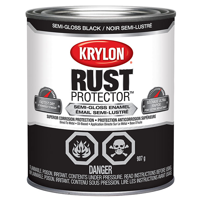 Krylon Rust Protector Brush On Enamel - Oil-based - Black - Semi-Gloss - 946 ml