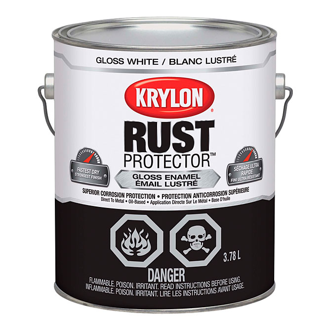 Krylon Brush-On Rust Protector Enamel Paint - Corrosion Protection - Gloss White - 3.78 L