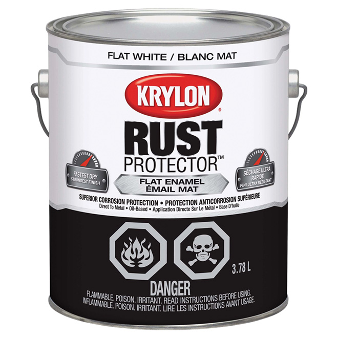 Krylon Rust Protective Enamel Brush-On Paint - White - Flat - Oil-based - 3.78 L