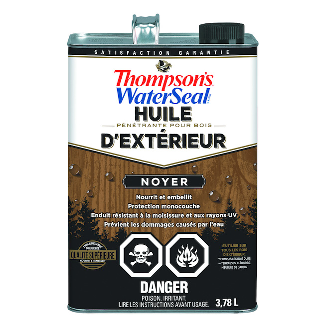 Huile pénétrante pour bois Thompson's WaterSeal, noyer, transparent, extérieur, 3,78 L