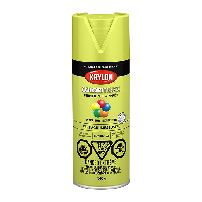 Peinture et apprêt tout-en-un COLORmaxx de Krylon, à pulvériser, lustré, vert agrumes, 340 g