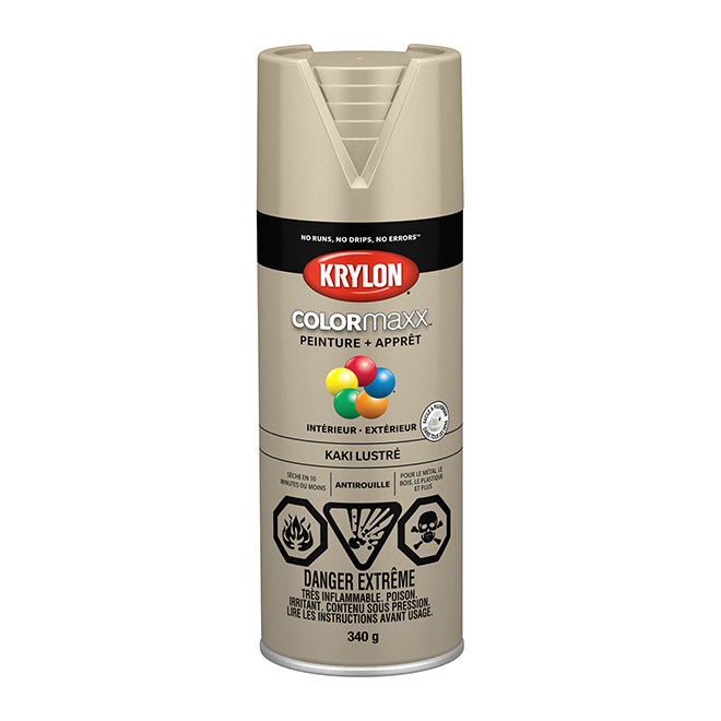 Peinture et apprêt tout-en-un COLORmaxx de Krylon, à pulvériser, lustré, kaki, 340 g