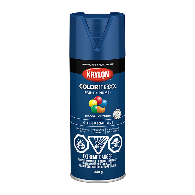 Krylon Colormaxx Acrylic Paint and Primer in One Aerosol Spray - Gloss - Regal Blue - 340 g