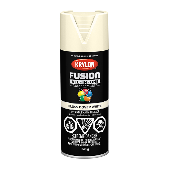 Krylon Fusion AllinOne Acrylic Paint and Primer Aerosol Spray Gloss Dover White 340 g