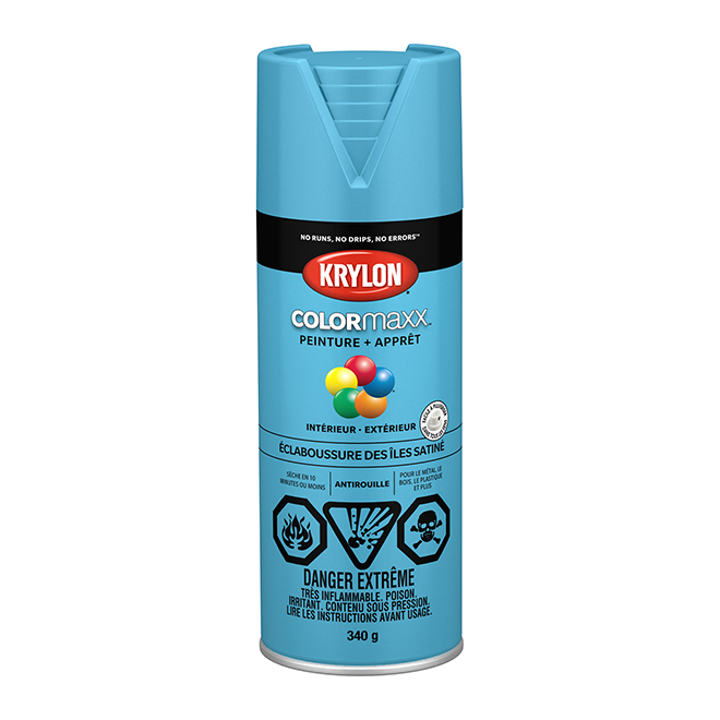 Peinture et apprêt tout-en-un COLORmaxx de Krylon, à pulvériser, satiné, éclaboussure des îles, 340 g