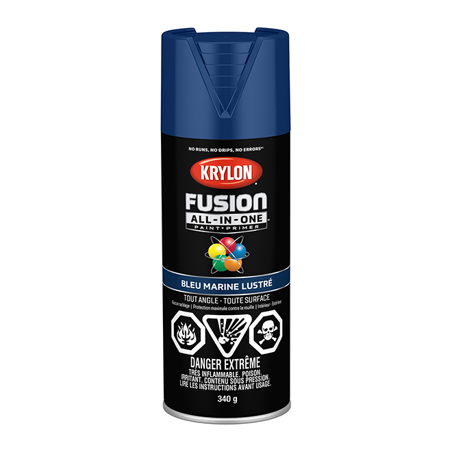 Peinture et apprêt en un à pulvériser Fusion de Krylon, bleu marin lustré, opaque, 340 g