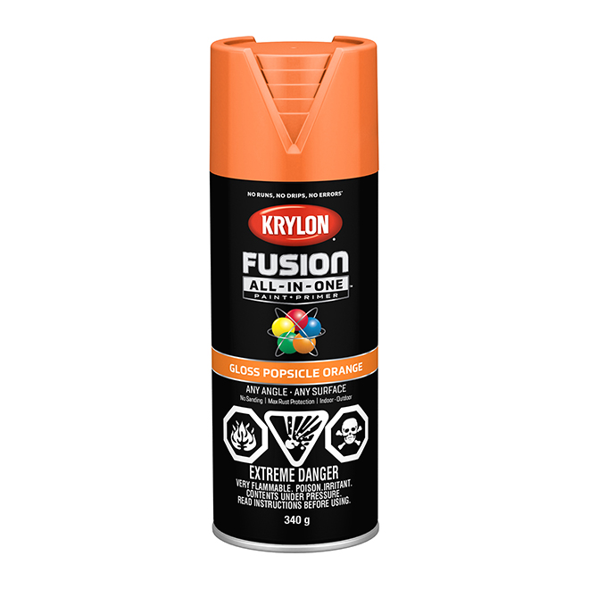 Krylon All-in-One Aerosol Paint and Primer - Acrylic Base - Gloss Finish - Popsicle Orange - 340 g