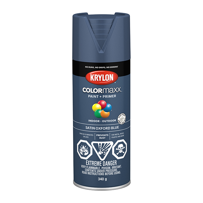 Krylon Colormaxx Acrylic Paint and Primer in One Aerosol Spray - Satin - Oxford Blue - 340 g