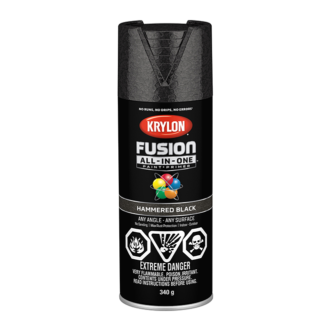 Krylon Fusion All-in-One Paint and Primer Aerosol Spray - Acrylic Based - Hammered Black - 340 g