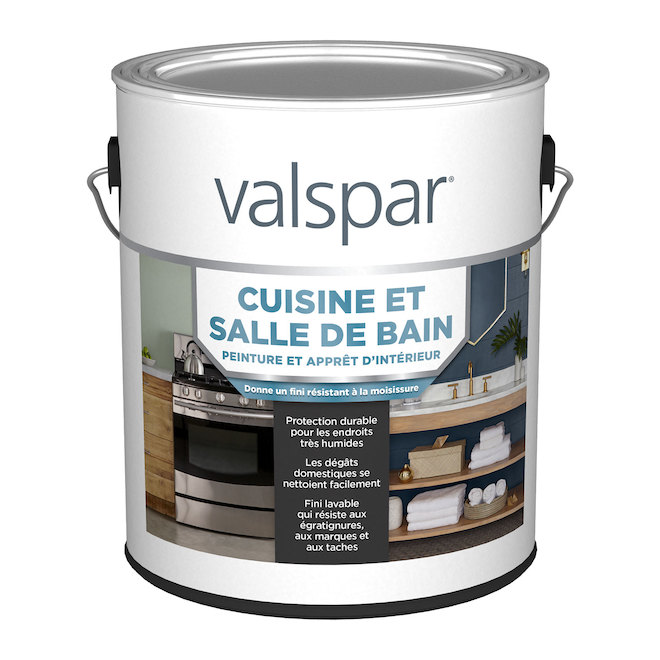 Peinture/apprêt pour cuisines/salle de bains Valspar Ultra, base A au fini satiné, 3,78 L