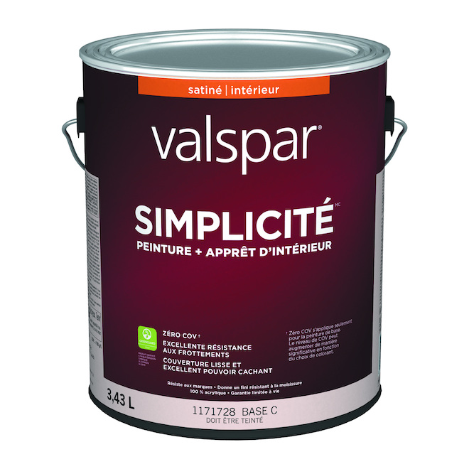 Peinture teintable Sinplicity de Valspar, base C, satiné (3,43 L)