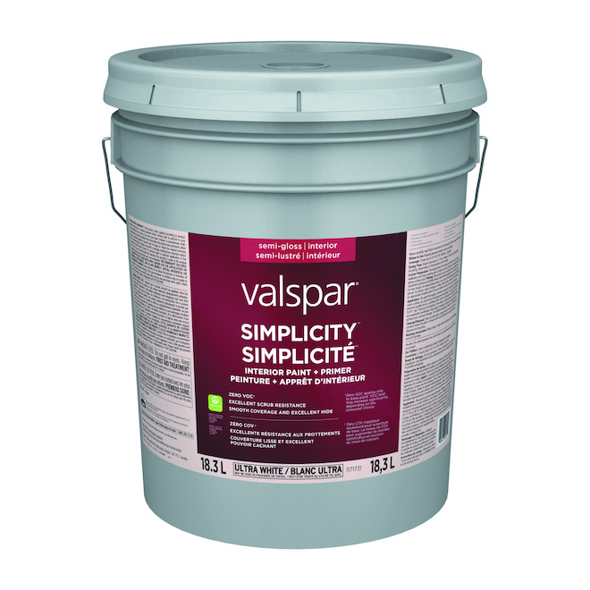 Valspar Simplicity Ultra White Semi-Gloss Tintable Paint (18.3 L)