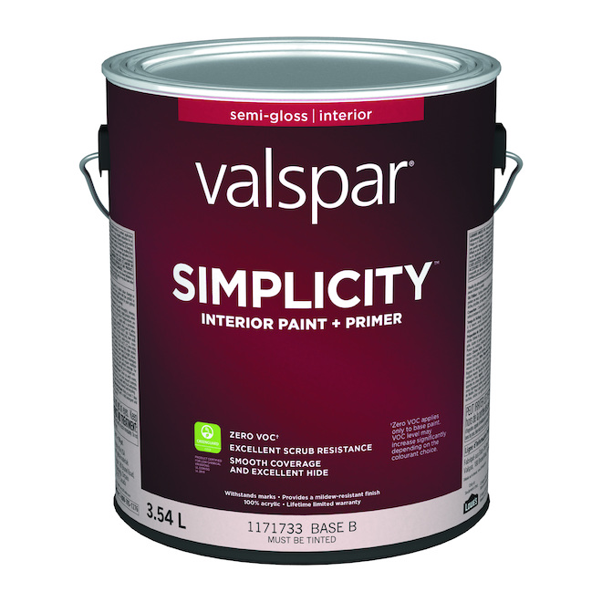 Valspar Simplicity Base B Semi-GlossTintable Paint (3.54L) | RONA