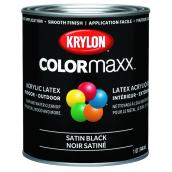 COLORmaxx Water-Based Satin Black Interior/Exterior Enamel Paint (32 Fluid Oz)
