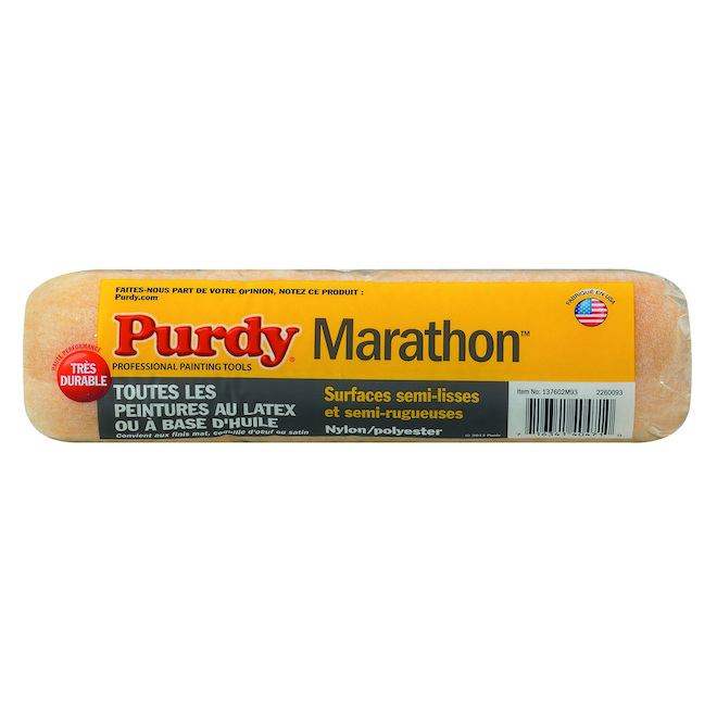 Manchon de rouleau Marathon, 1-paquet 9.5 po x 1/2 po, standard, naturel, nylon/polyester