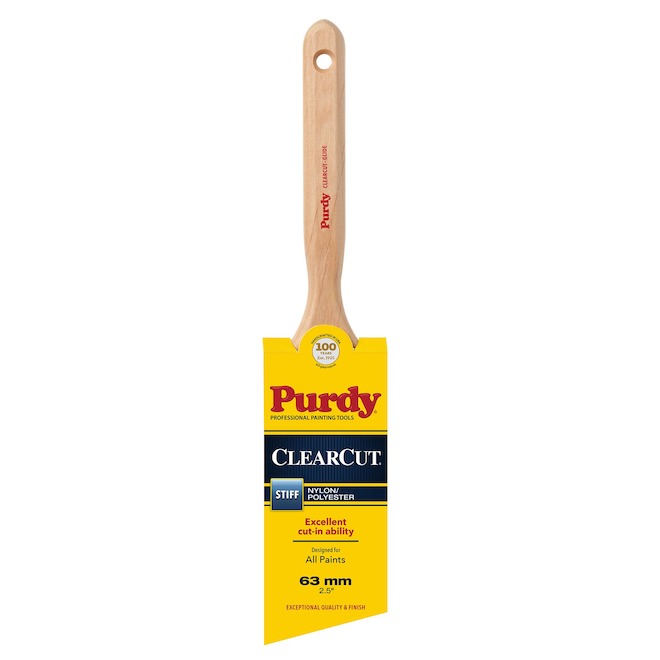 Purdy ClearCut Glide Angular Paint Brush with Fluted Handle and Stiff Nylon/Polyester Bristles - 2.5-in